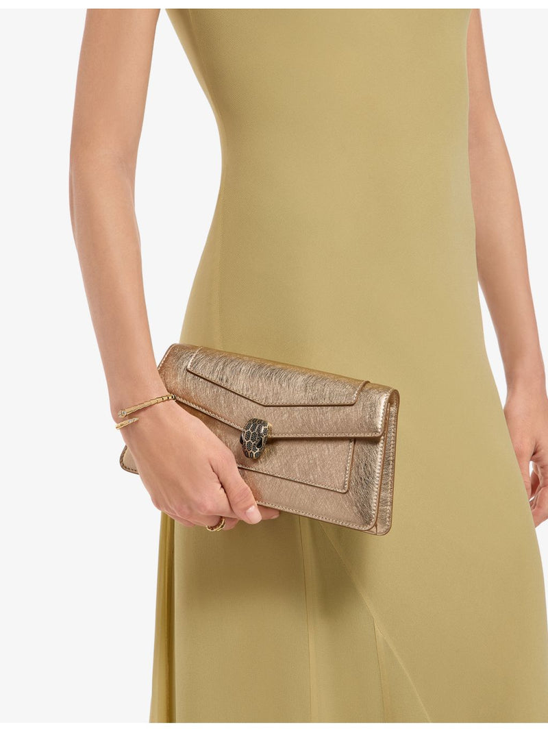 Bvlgari Serpenti Forever metallic-leather clutch with snakehead closure (British brand)