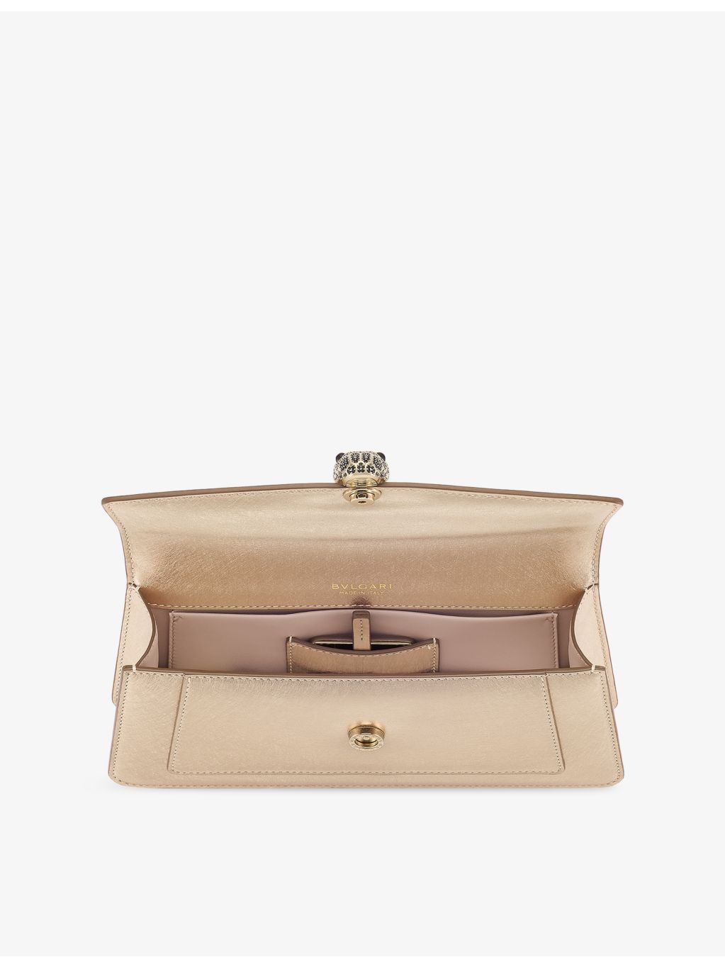 Bvlgari Serpenti Forever metallic-leather clutch with snakehead closure (British brand)