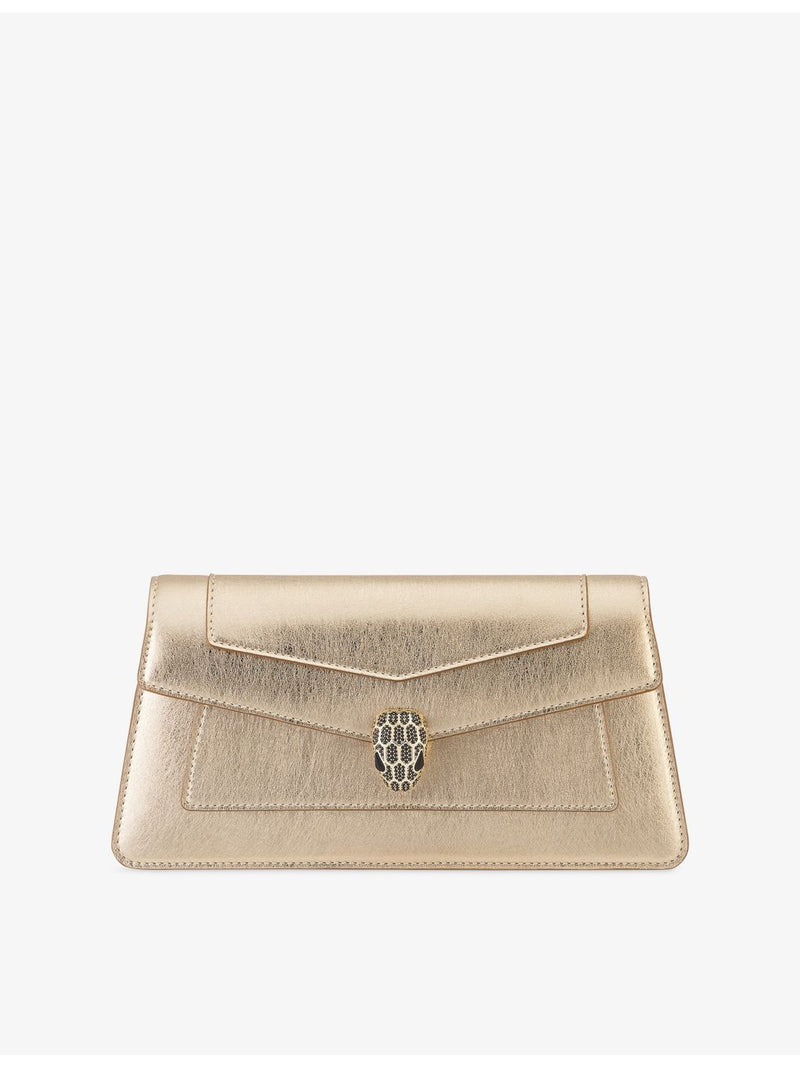 Bvlgari Serpenti Forever metallic-leather clutch with snakehead closure (British brand)