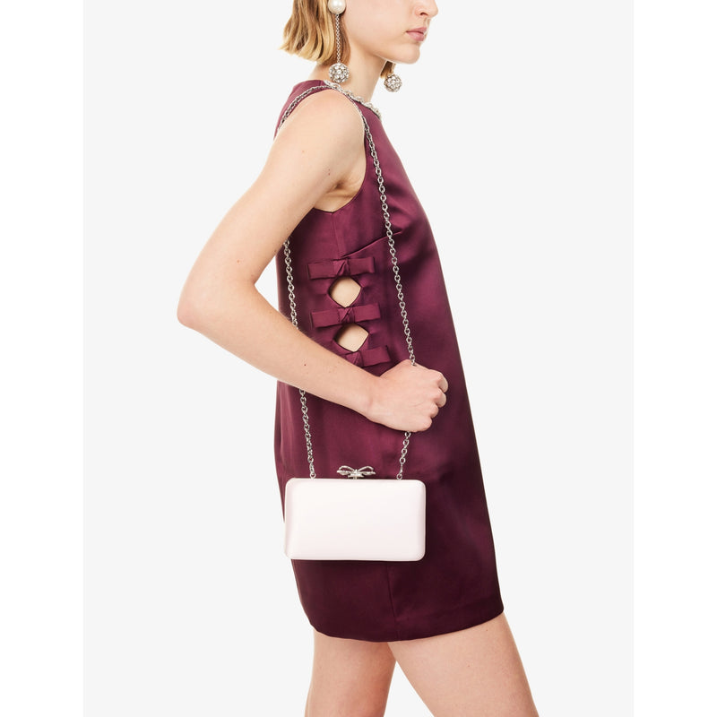 Self-Portrait crystal-embellished satin clutch bag (British brand)