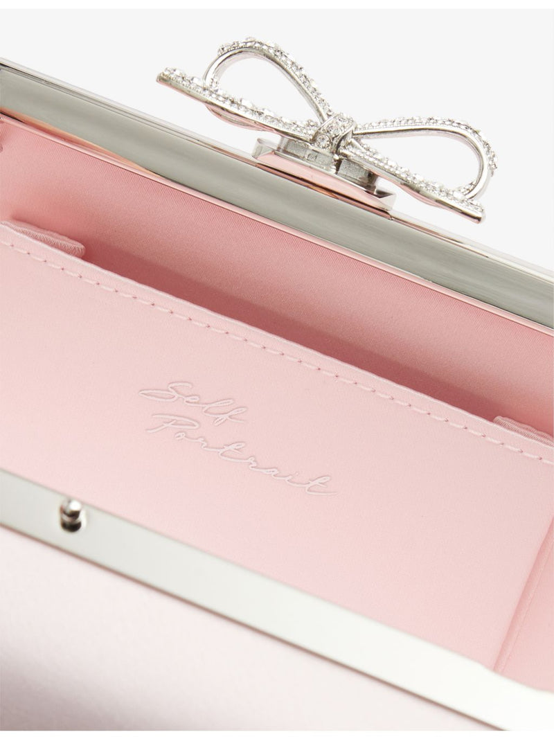 Self-Portrait crystal-embellished satin clutch bag (British brand)