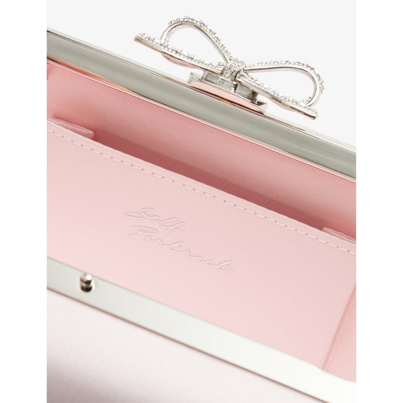 Self-Portrait crystal-embellished satin clutch bag (British brand)