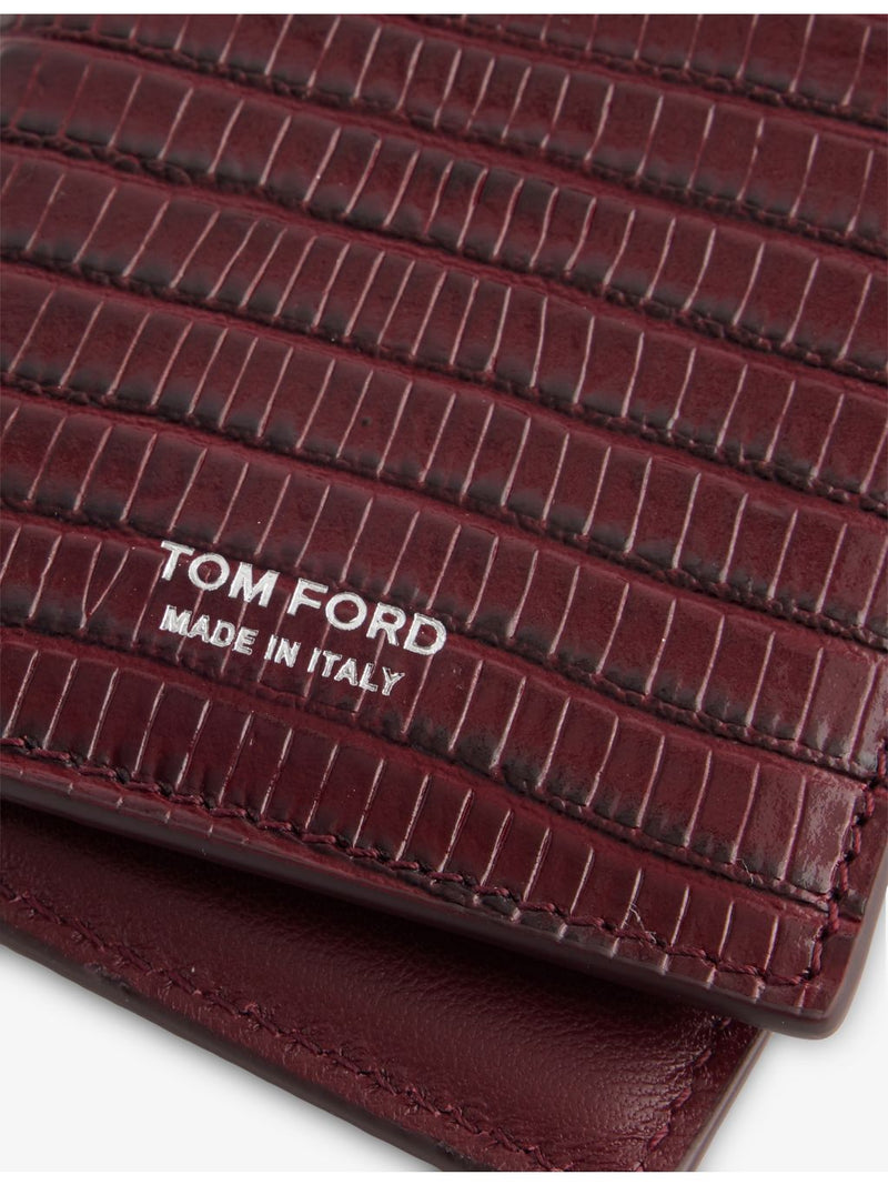 Tom Ford bifold leather wallet with croc pattern, UK version