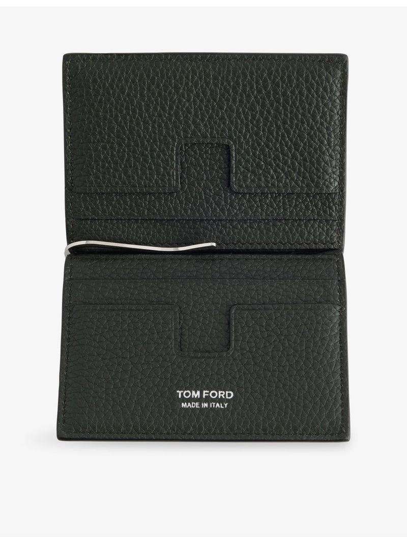 Tom Ford leather money-clip card holder with gold-tone hardware, UK version