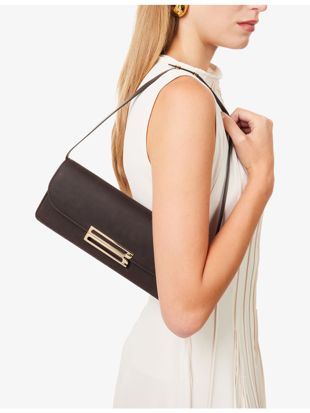 Victoria Beckham Dorian Flap Leather Clutch - British product