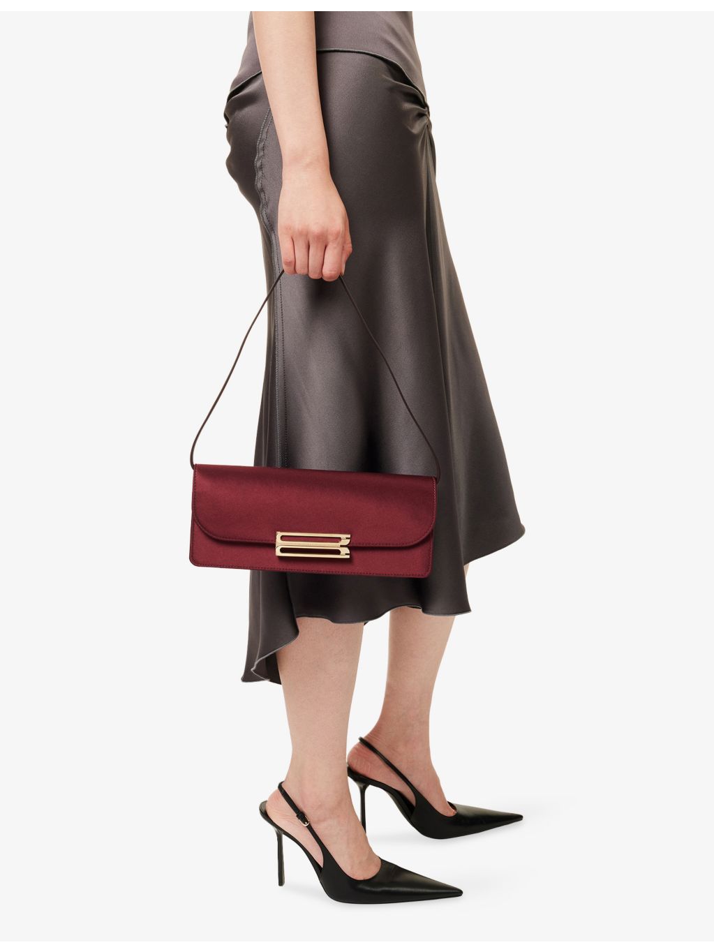 Victoria Beckham Dorian East-West satin clutch bag - British product