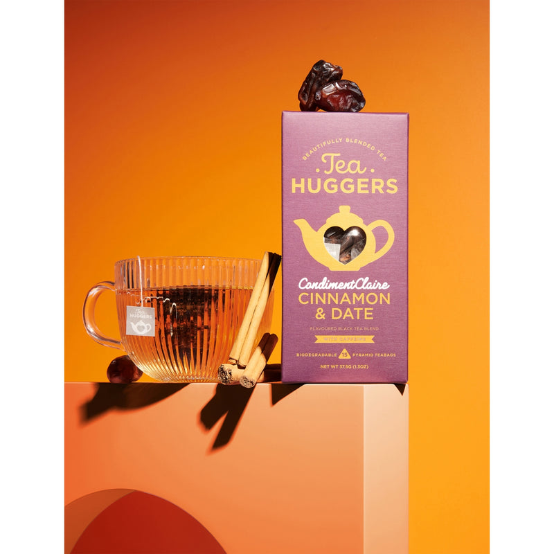 Tea Huggers cinnamon & date black tea blend 15 teabags, UK version