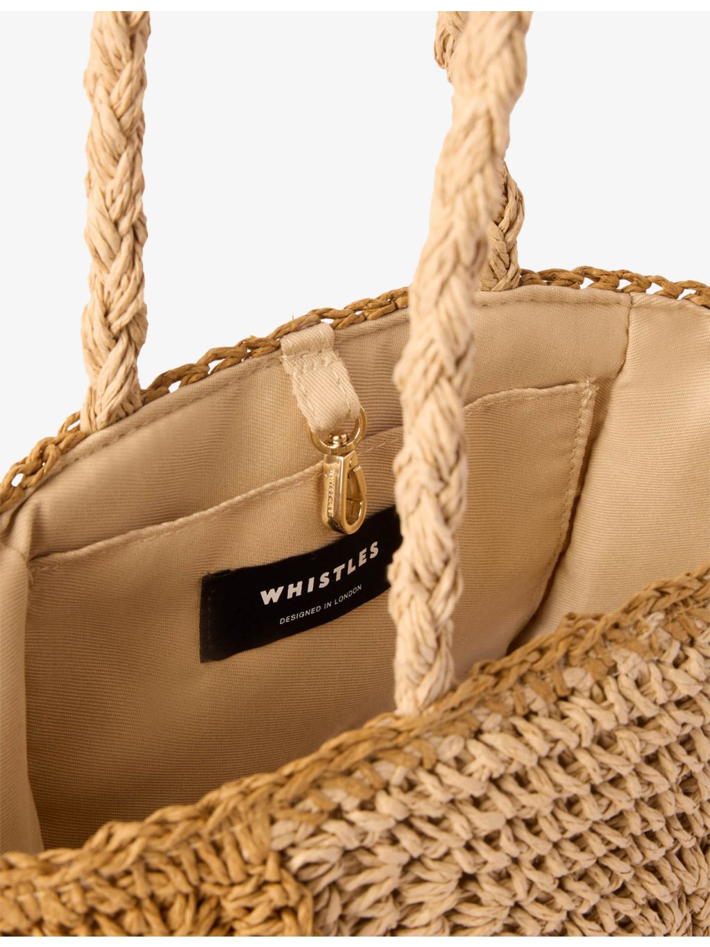 Whistles patchwork mini straw bag, imported from the UK