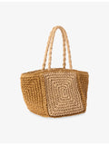 Whistles patchwork mini straw bag, imported from the UK