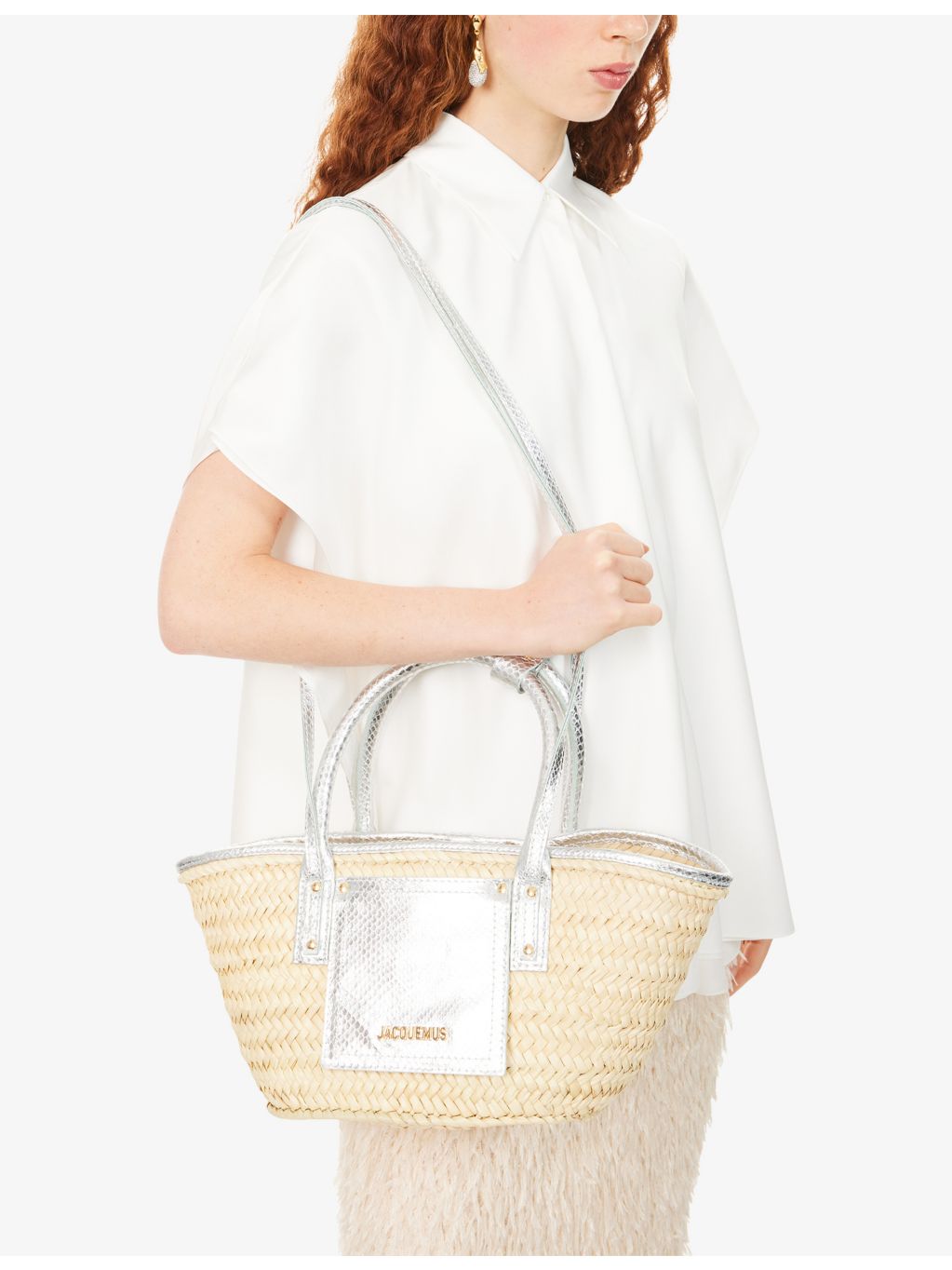 Jacquemus Le Petit Panier Soli straw basket bag, imported from the UK
