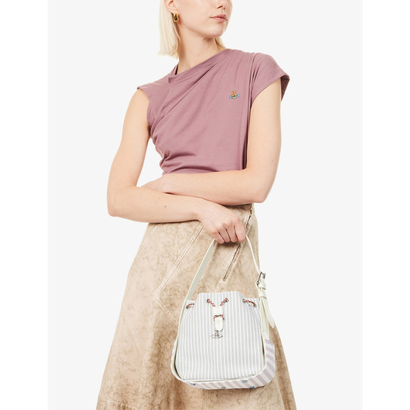 Vivienne Westwood Stacey cotton bucket bag with stripe pattern (British brand)