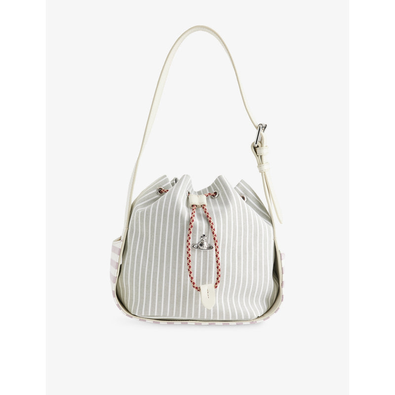 Vivienne Westwood Stacey cotton bucket bag with stripe pattern (British brand)