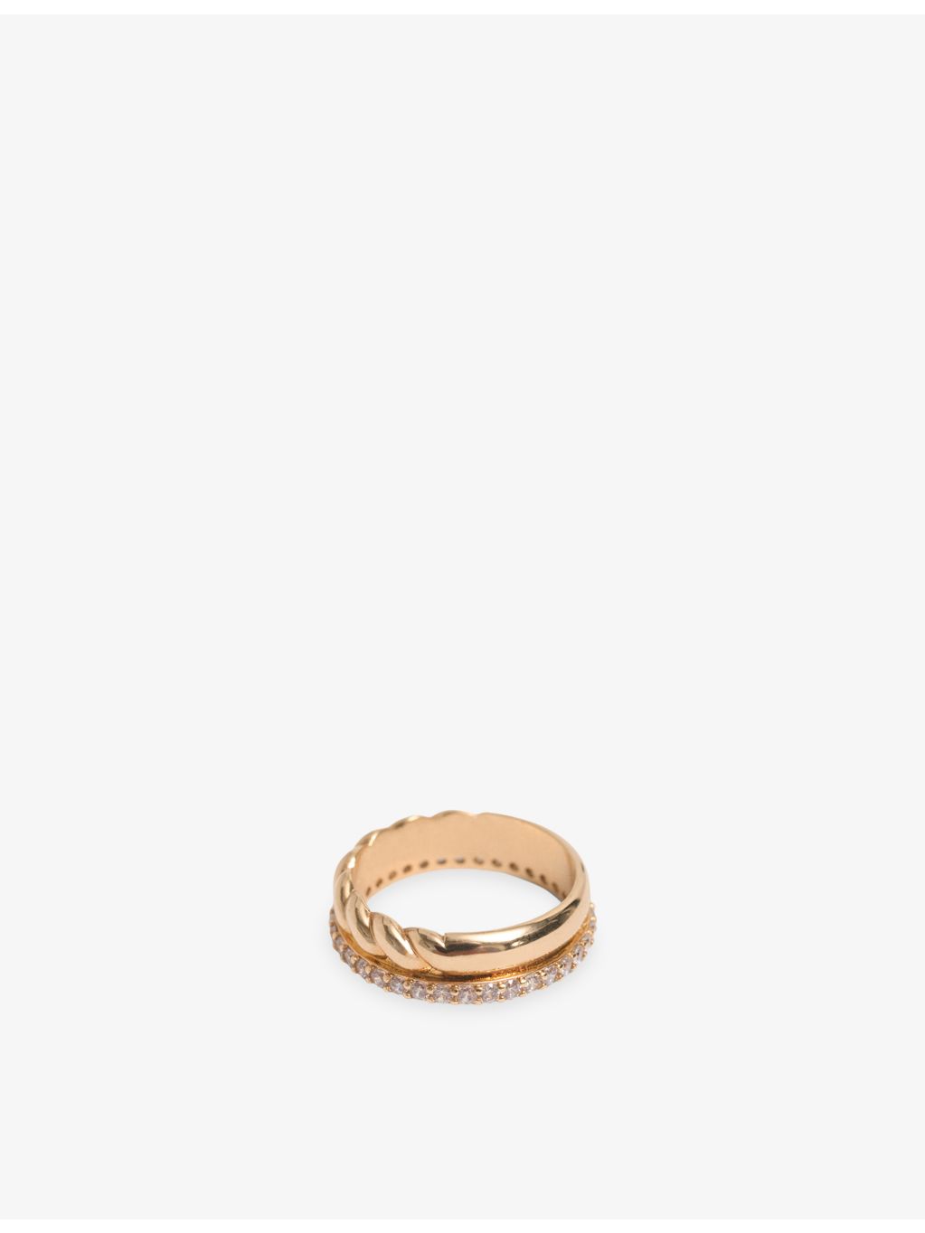 Maje brass ring with twisted gold rhinestone design - British product