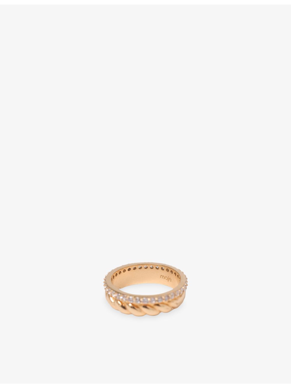 Maje brass ring with twisted gold rhinestone design - British product