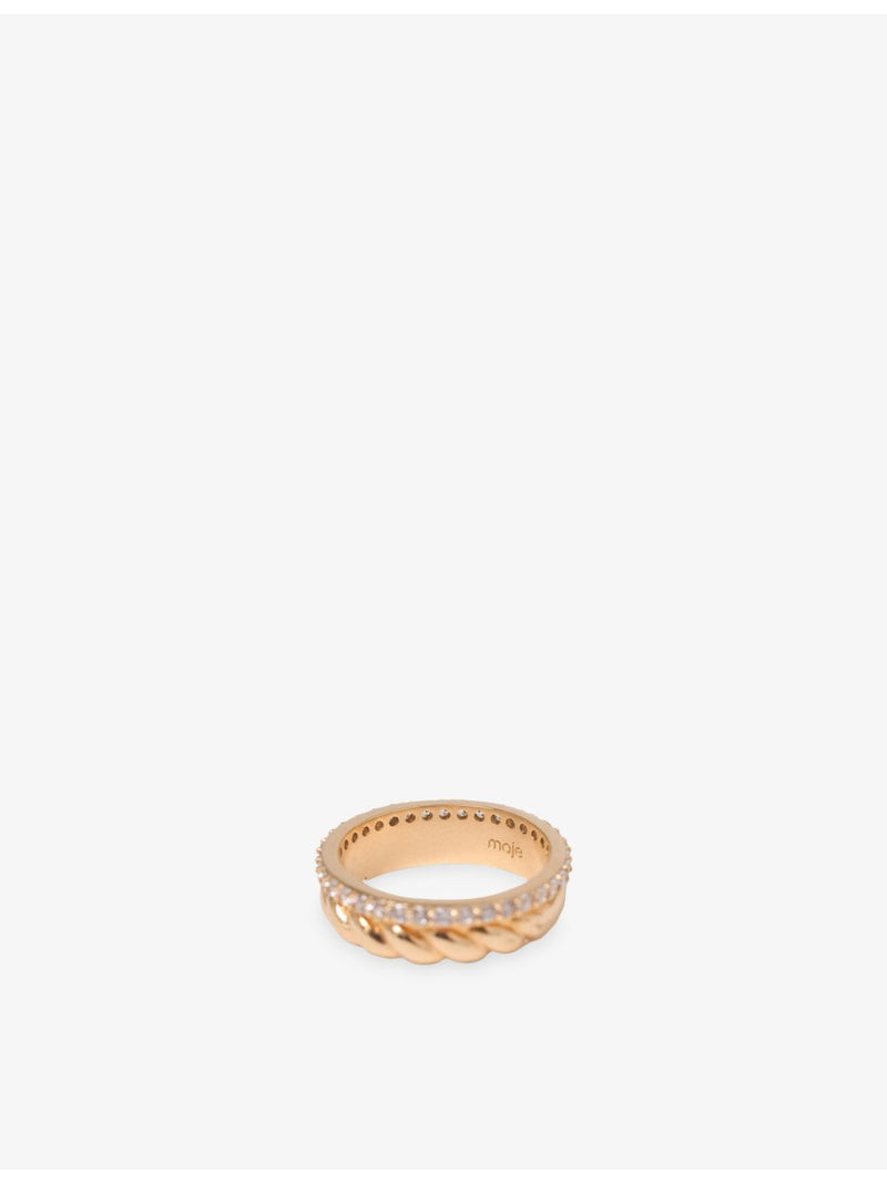 Maje brass ring with twisted gold rhinestone design - British product