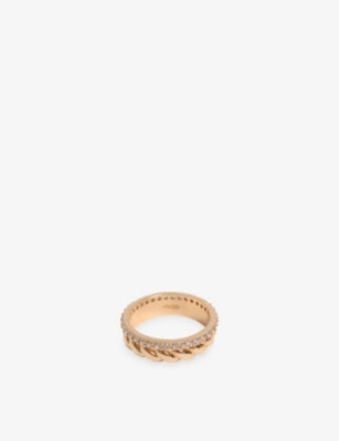 Maje Twisted Gold Rhinestone Brass Ring