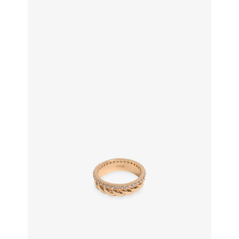 Twisted Gold Rhinestone Brass Ring - 8