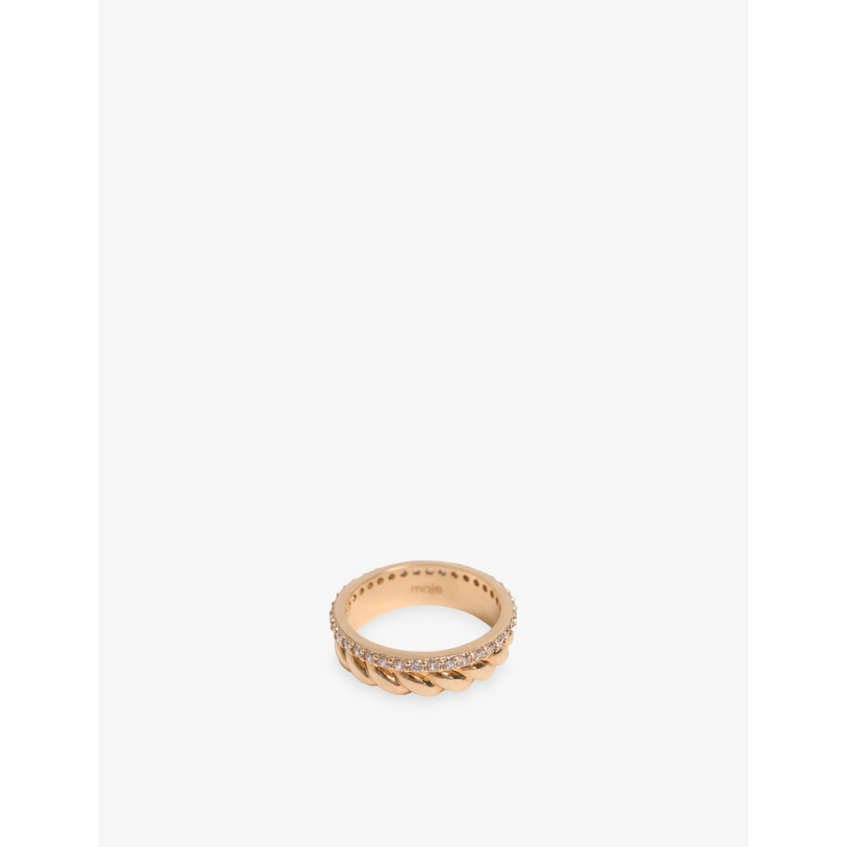 Twisted Gold Rhinestone Brass Ring - 8