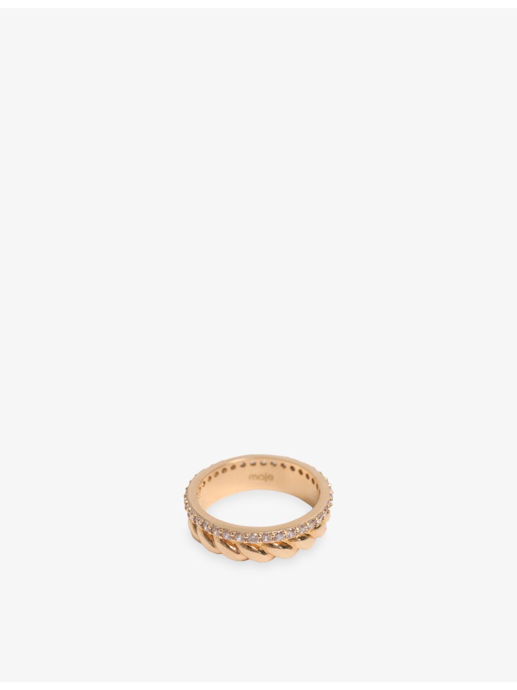 Maje brass ring with twisted gold rhinestone design - British product