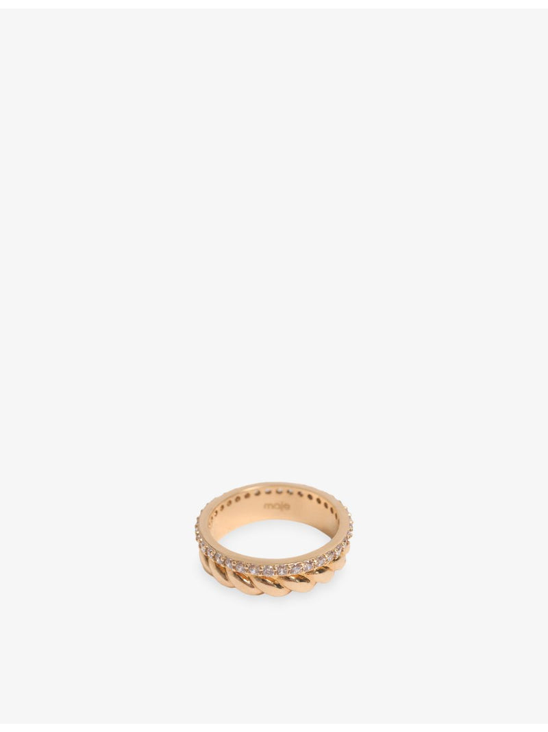 Maje brass ring with twisted gold rhinestone design - British product