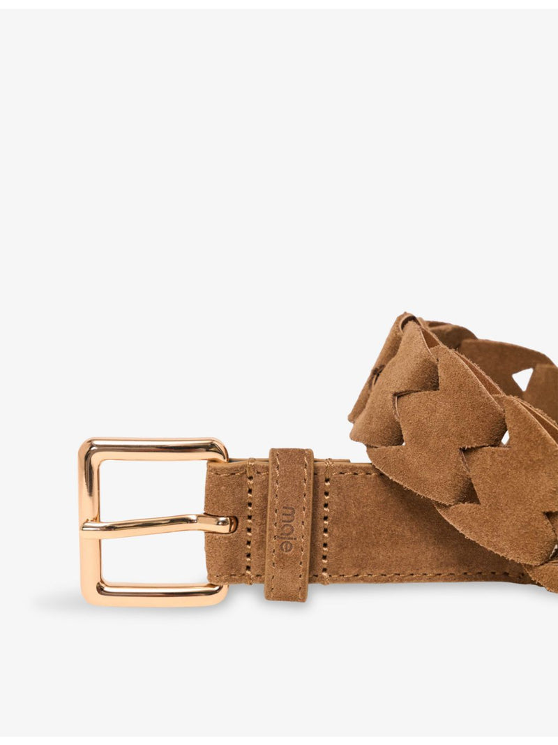 Maje braided suede belt with gold-tone buckle, UK version
