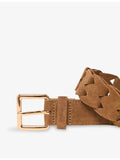 Maje braided suede belt with gold-tone buckle, UK version