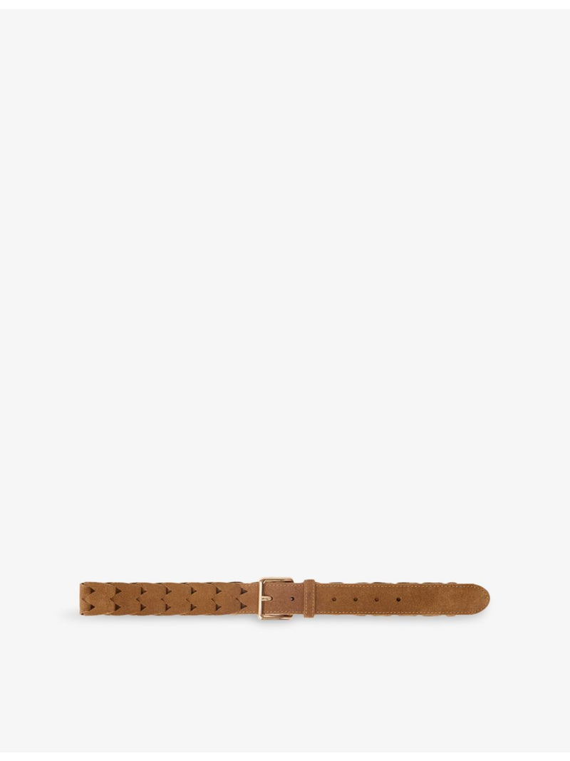 Maje braided suede belt with gold-tone buckle, UK version