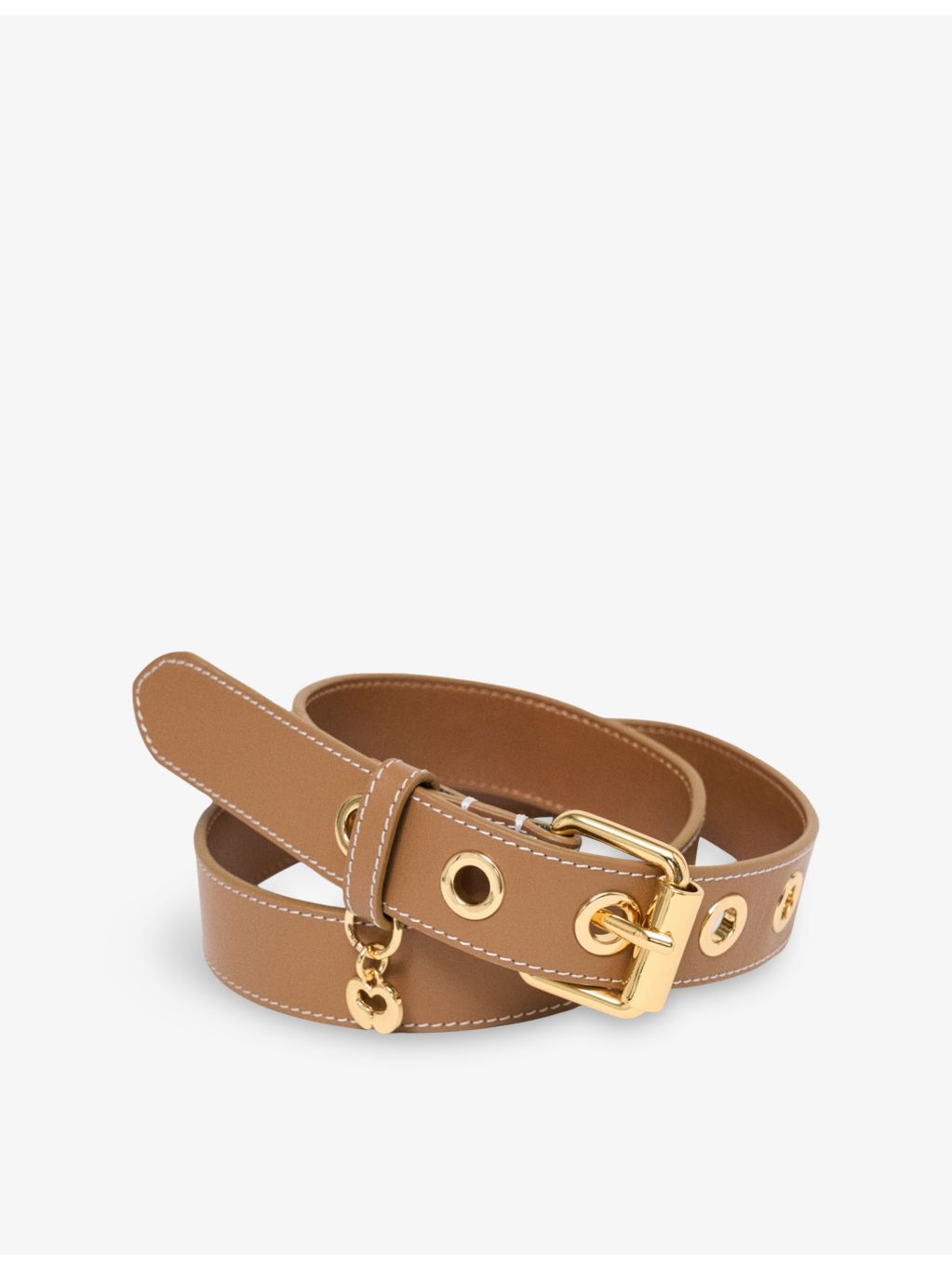 Maje leather eyelet belt with gold-tone hardware, imported from the UK
