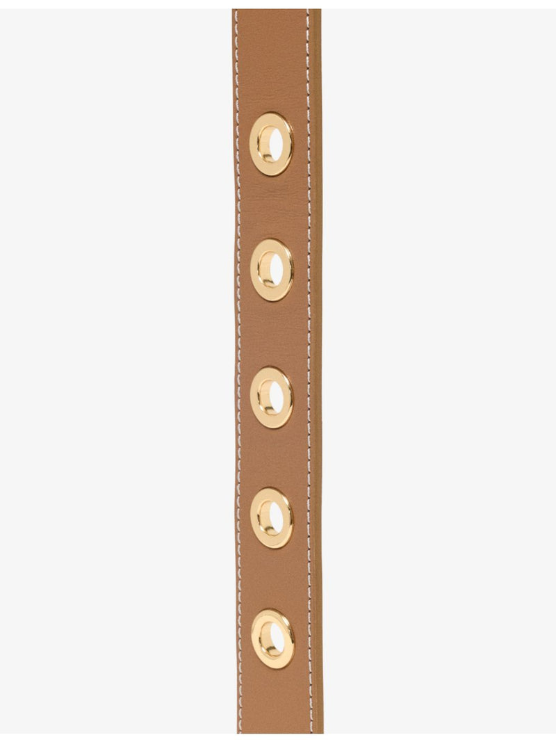 Maje leather eyelet belt with gold-tone hardware, imported from the UK