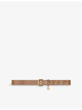 Maje leather eyelet belt with gold-tone hardware, imported from the UK