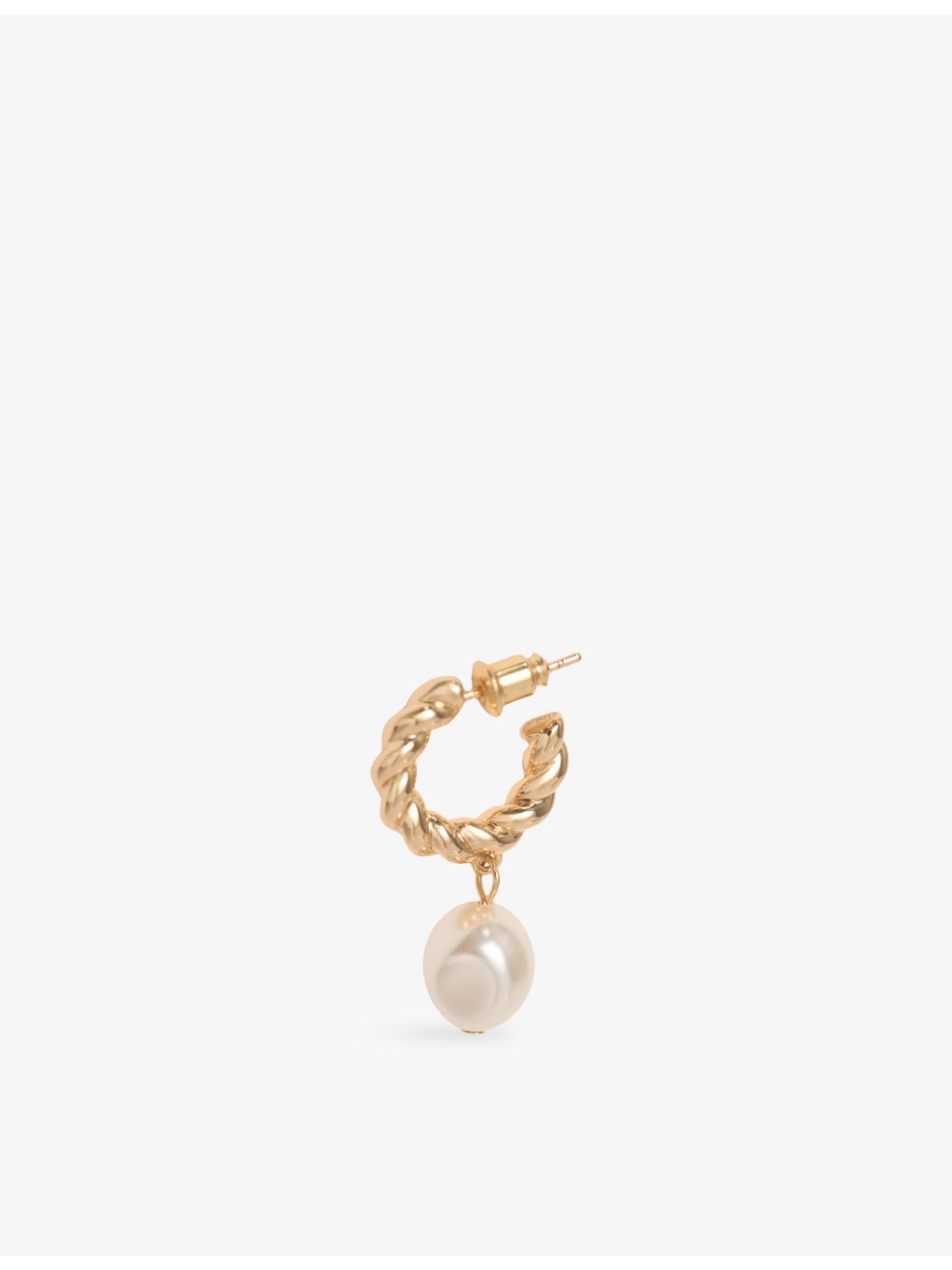 Maje twisted bead brass hoop earrings with faux pearl drop - British product