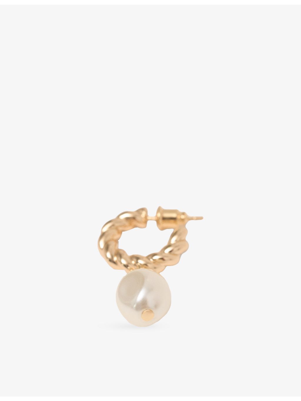 Maje twisted bead brass hoop earrings with faux pearl drop - British product