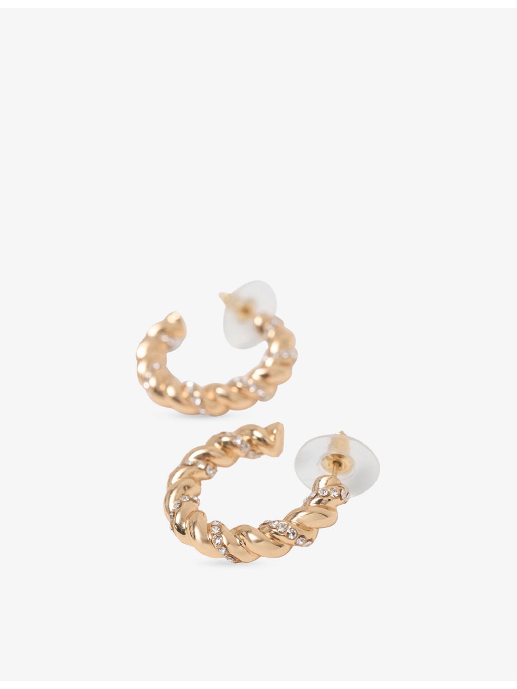 Maje twisted rhinestone brass hoop earrings, UK version