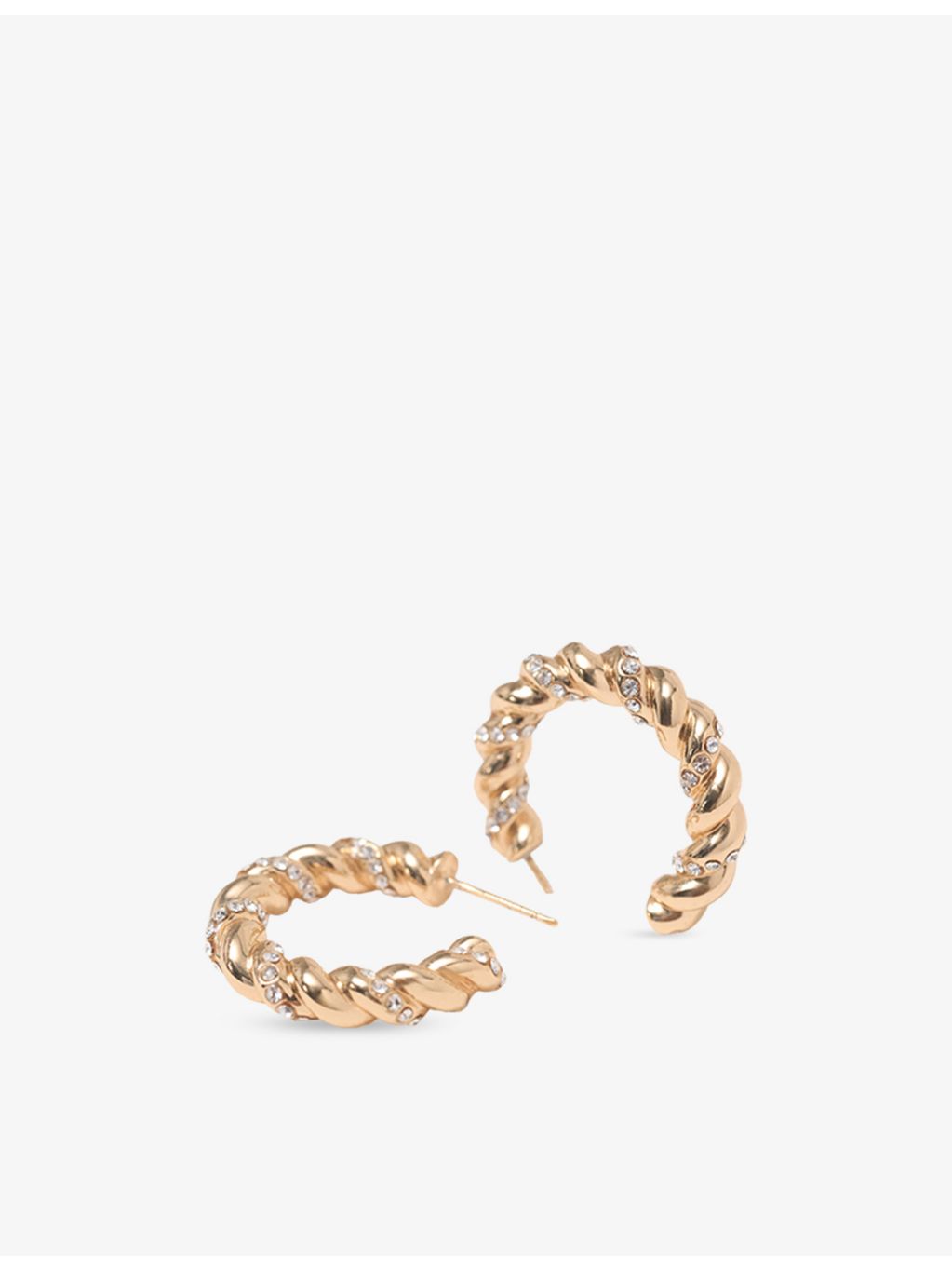 Maje twisted rhinestone brass hoop earrings, UK version