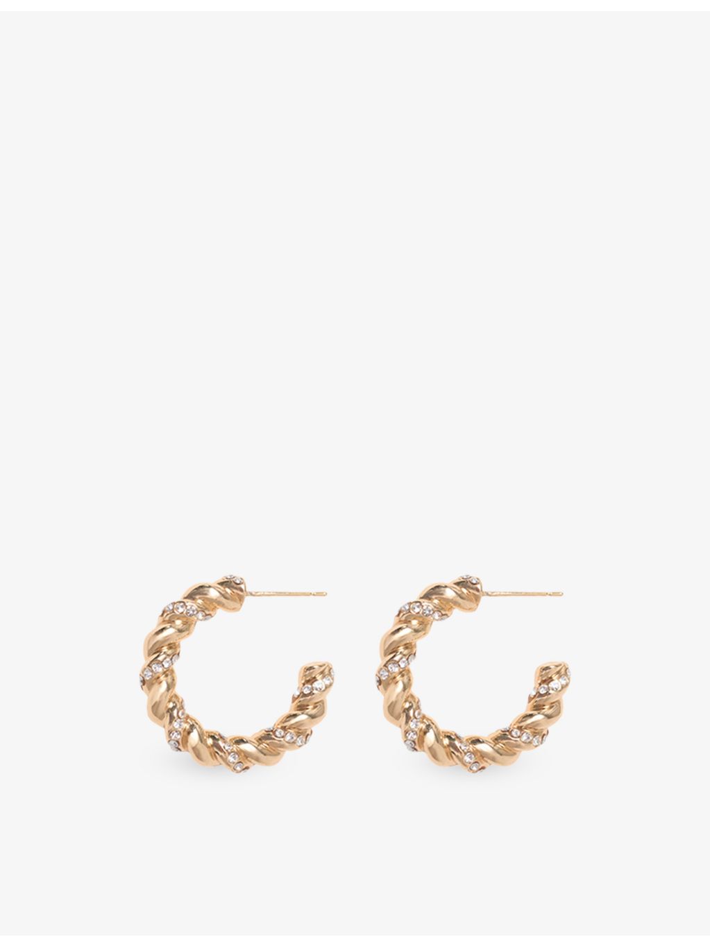Maje twisted rhinestone brass hoop earrings, UK version