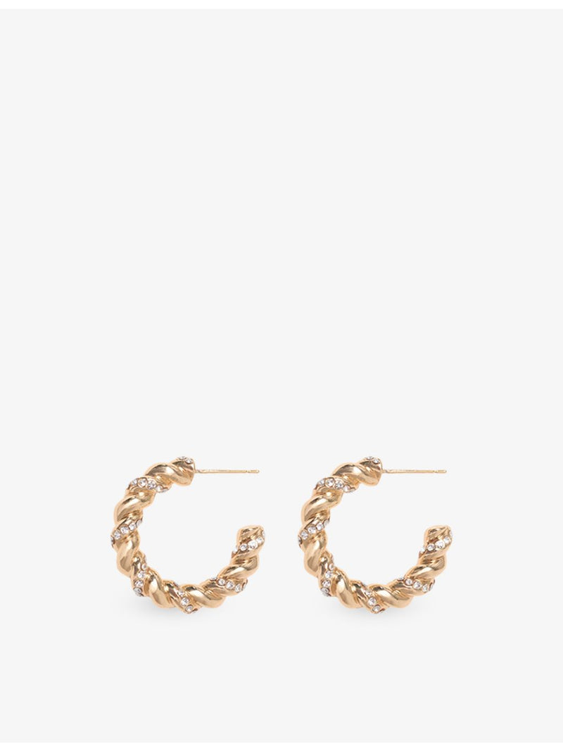 Maje twisted rhinestone brass hoop earrings, UK version