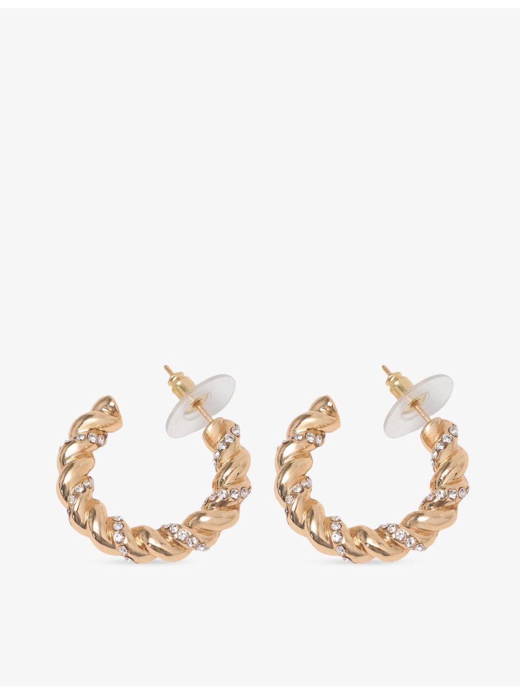 Maje twisted rhinestone brass hoop earrings, UK version