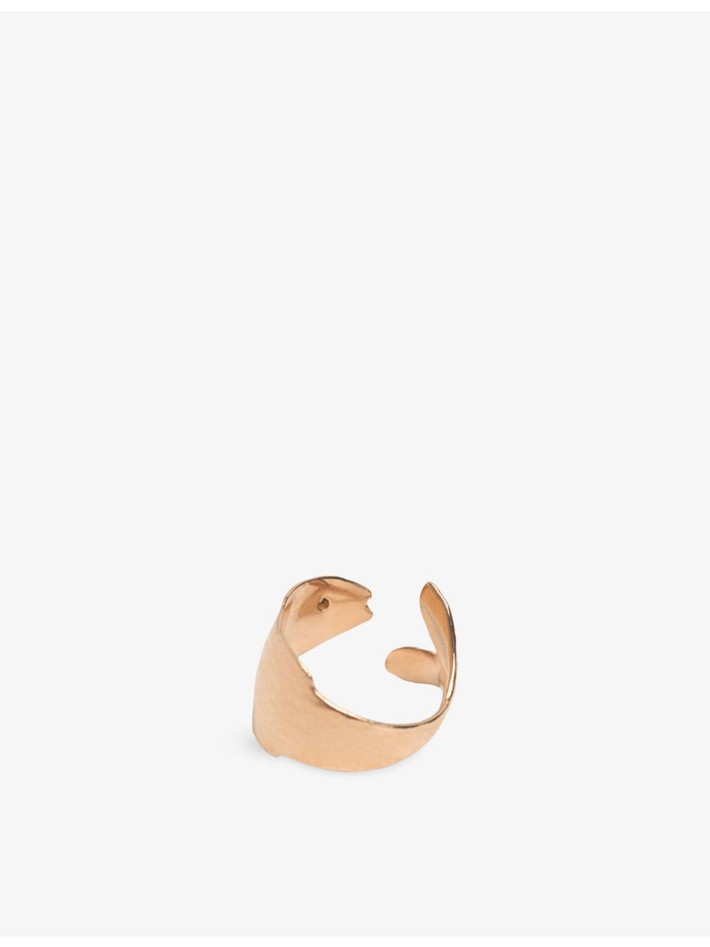Maje fish rhinestone brass ring - British product
