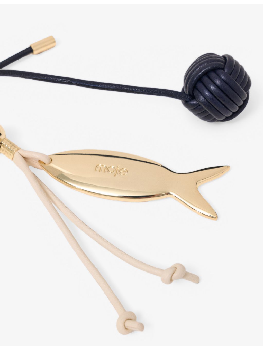 Maje nautical leather bag charm with gold-toned hardware (British brand)