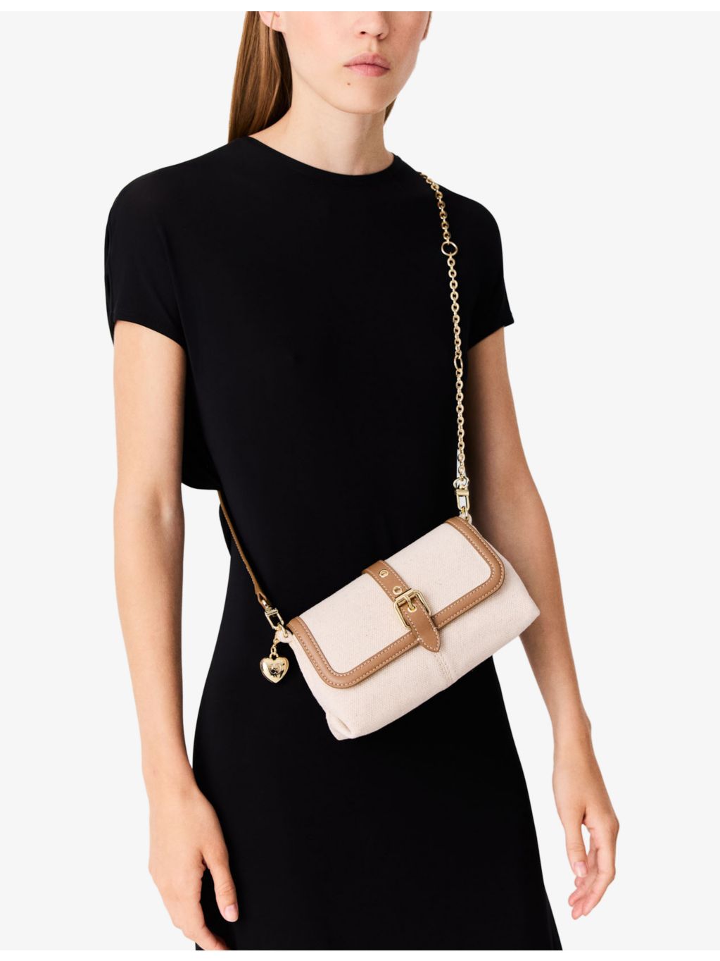 Miss M canvas and leather shoulder bag, UK version