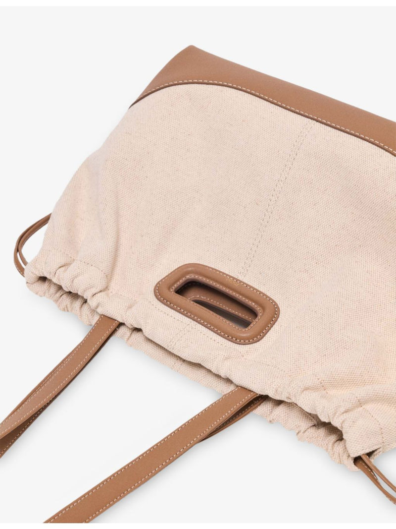 Maje canvas and leather tote bag with heart charms (British brand)