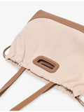 Maje canvas and leather tote bag with heart charms (British brand)