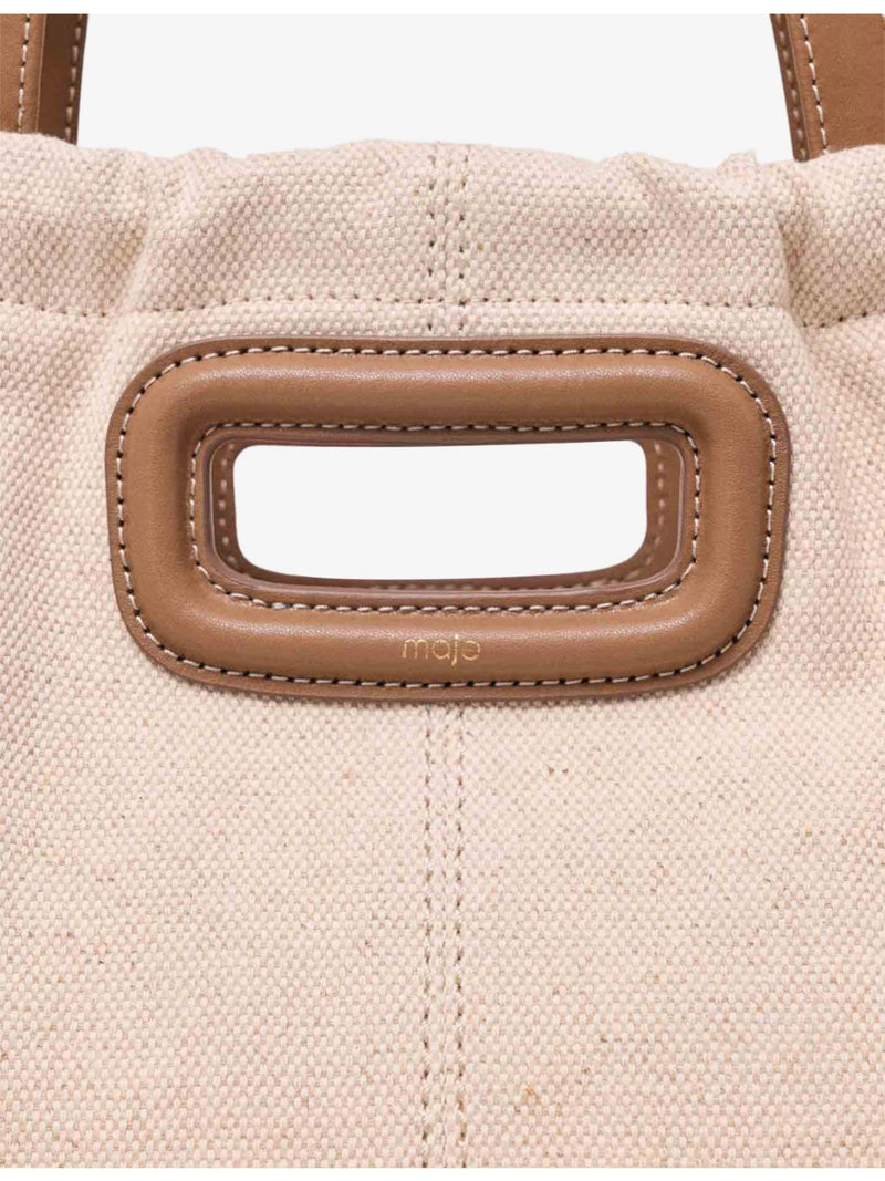 Maje canvas and leather tote bag with heart charms (British brand)