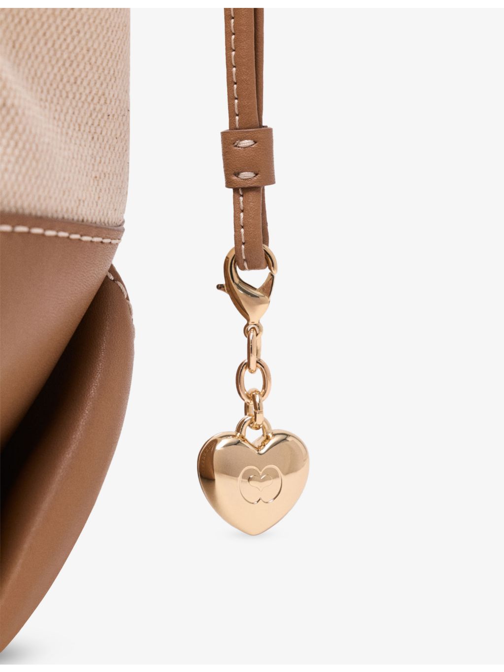 Maje canvas and leather tote bag with heart charms (British brand)