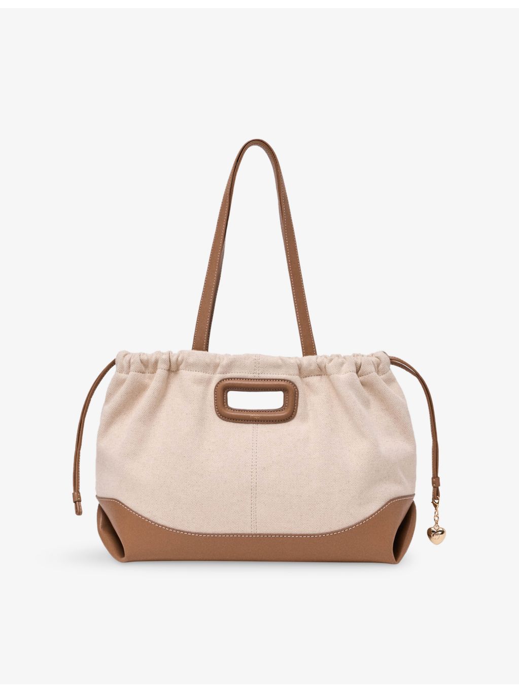 Maje canvas and leather tote bag with heart charms (British brand)