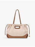 Maje canvas and leather tote bag with heart charms (British brand)
