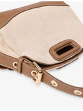 Maje Miss M mini canvas shoulder bag with leather trims (British brand)