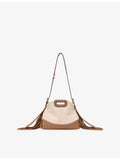 Maje Miss M mini canvas shoulder bag with leather trims (British brand)