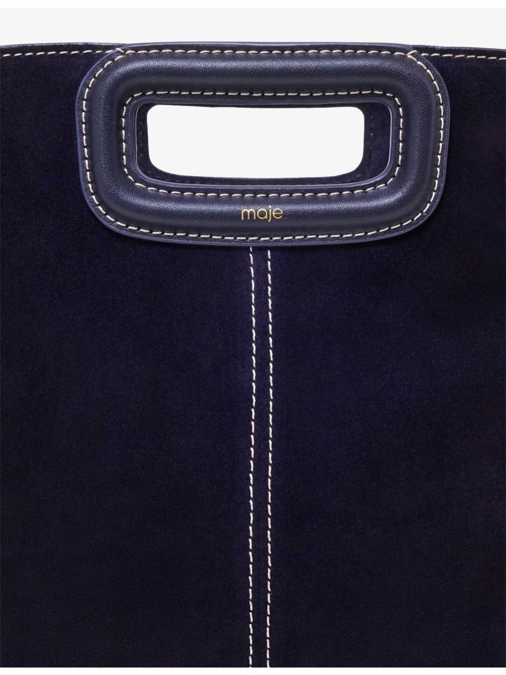 Maje suede bag with fringed trims and gold hardware, UK version