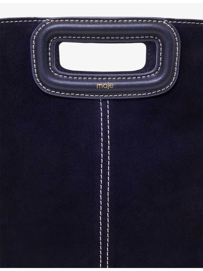 Maje suede bag with fringed trims and gold hardware, UK version